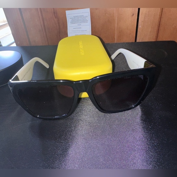 Marc Jacobs Square Sunglasses Black & White J Marc Logo Like New w/ Case main image 7